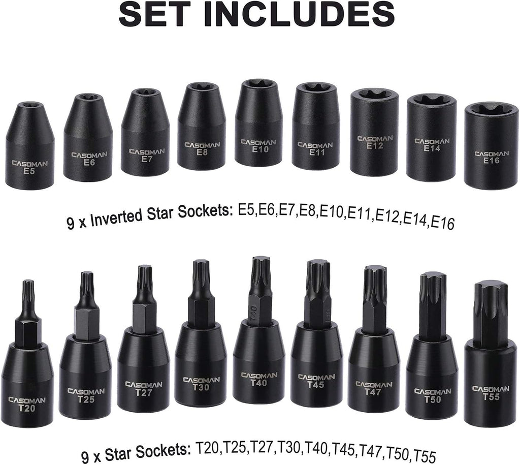 87 Pcs 3/8 Drive Impact Socket Set SAE & Metric CR-MO Steel E154