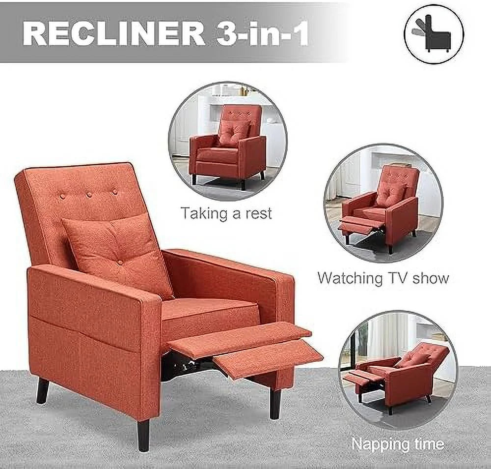 Push Back Recliner Chair Linen Dark Gray Z297968
