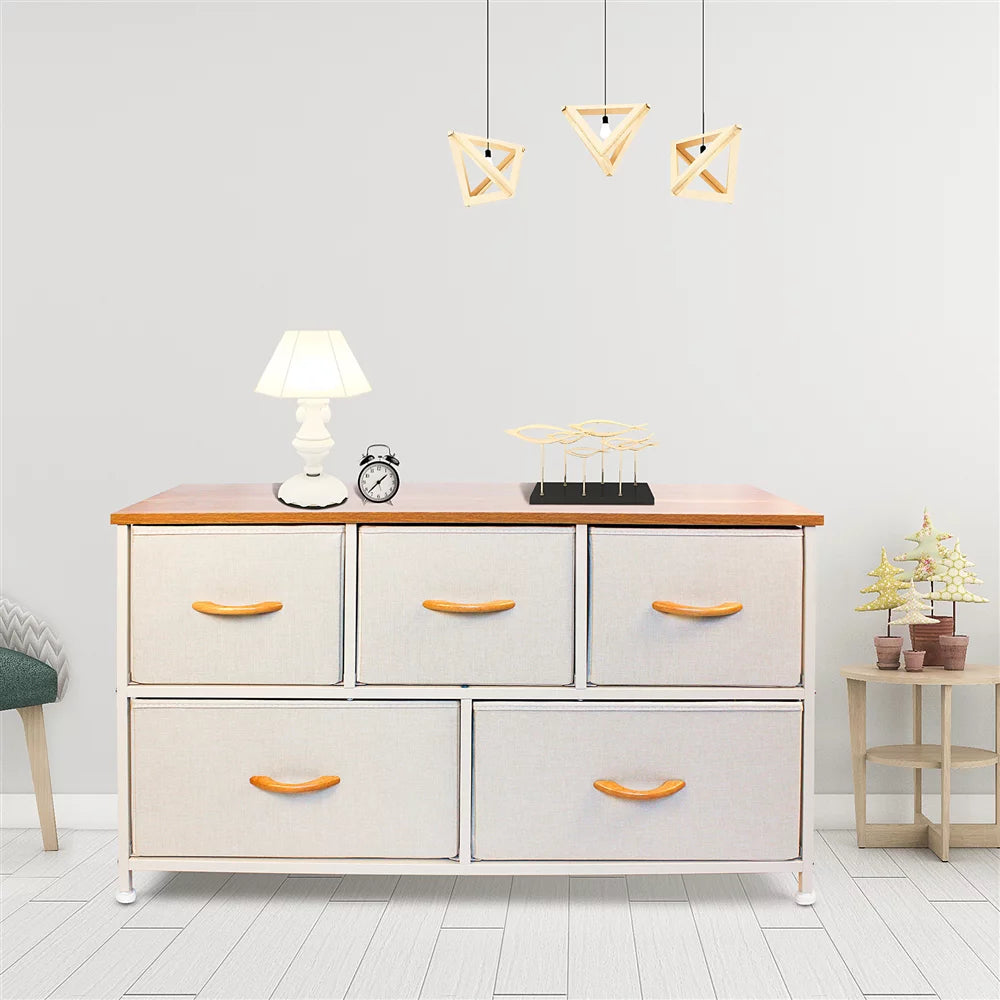 Beige 5 Drawer Fabric Dresser G47643