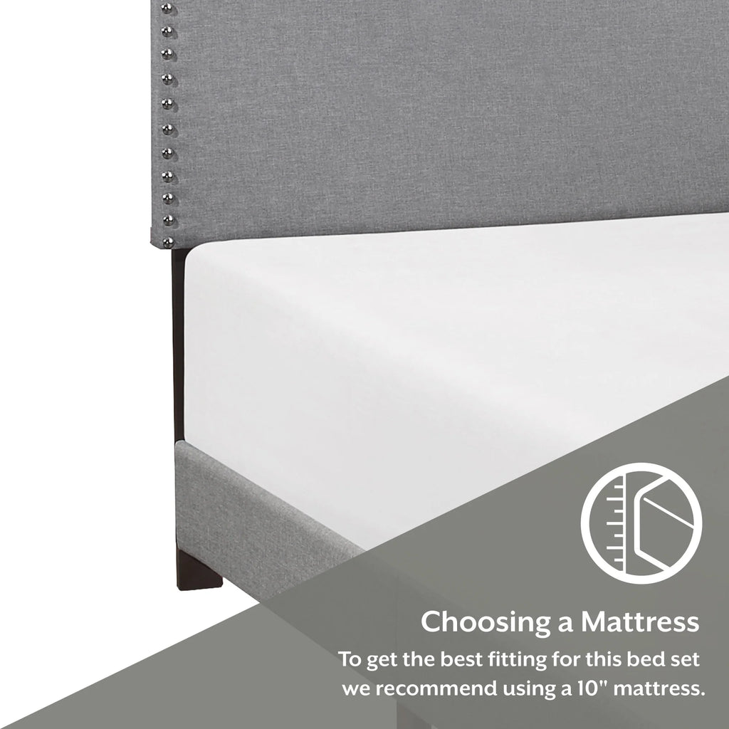 Cream Upholstered Full Platform Bed U27634