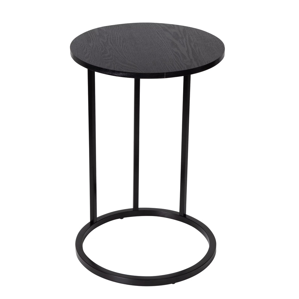 Black Wood and Metal Round End Table O782545