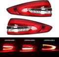 Outer Tail Light Compatible with 2017-2019 Ford Fusion Rear Brake Lamp Pair Red Lens Chrome housing V17289