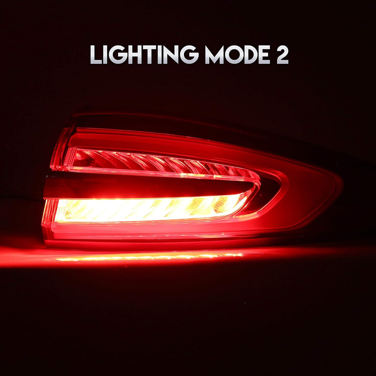 Outer Tail Light Compatible with 2017-2019 Ford Fusion Rear Brake Lamp Pair Red Lens Chrome housing V17289