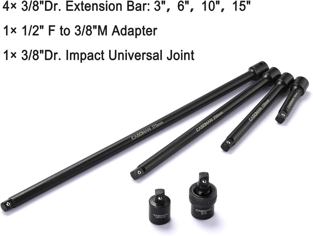 87 Pcs 3/8 Drive Impact Socket Set SAE & Metric CR-MO Steel E154