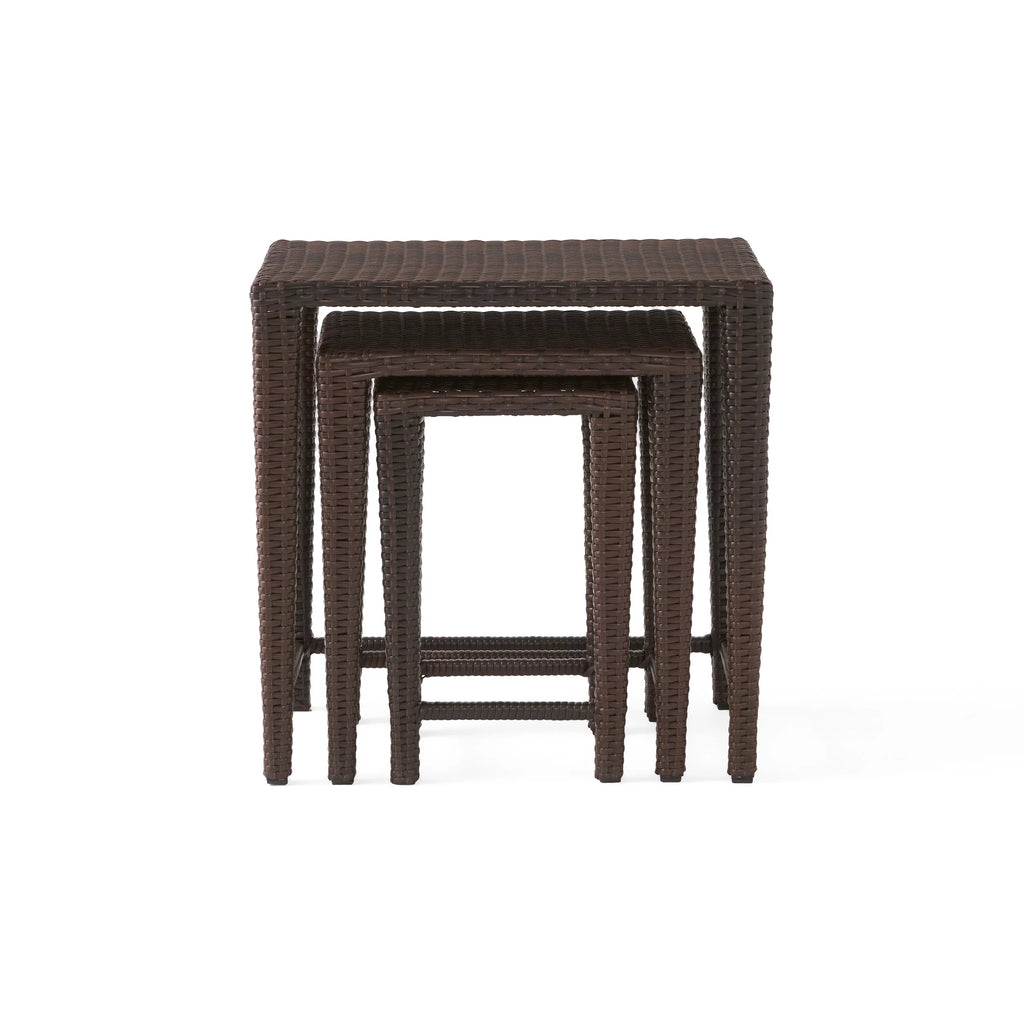 Brown Wicker Nested Tables Set of 3 S121