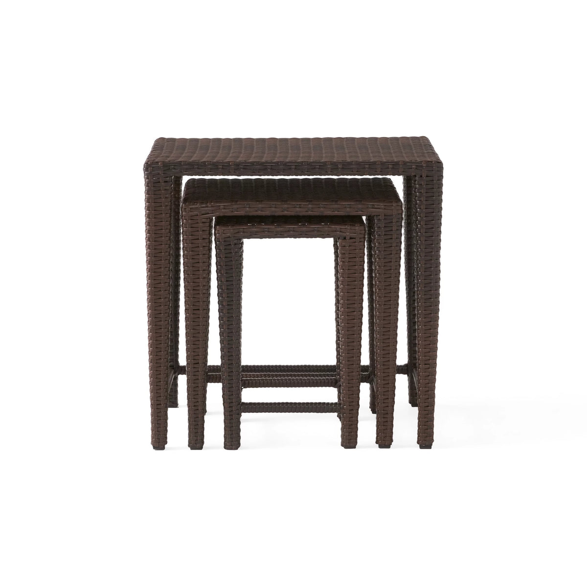 Brown Wicker Nested Tables Set of 3 S121