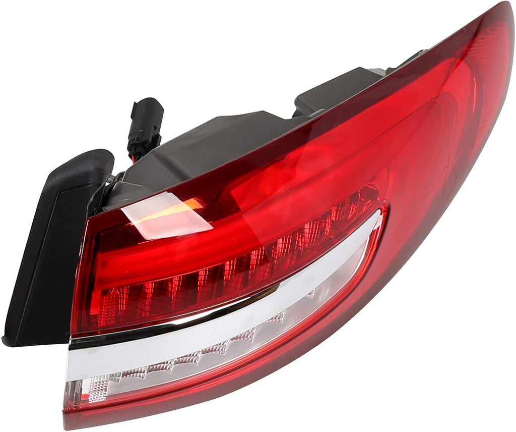 Outer Tail Light Compatible with 2017-2019 Ford Fusion Rear Brake Lamp Pair Red Lens Chrome housing V17289