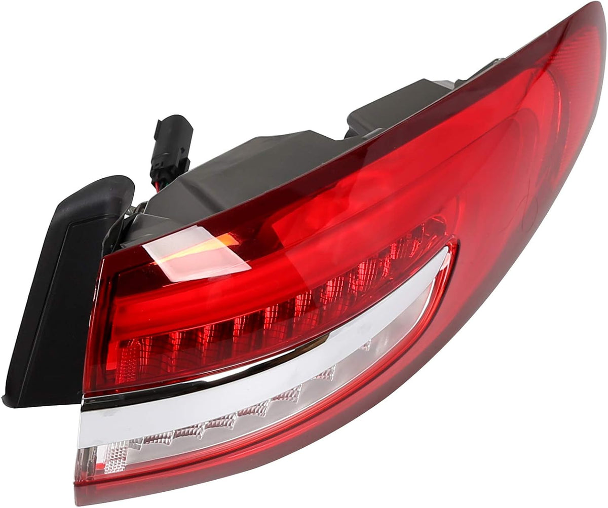 Outer Tail Light Compatible with 2017-2019 Ford Fusion Rear Brake Lamp Pair Red Lens Chrome housing V17289