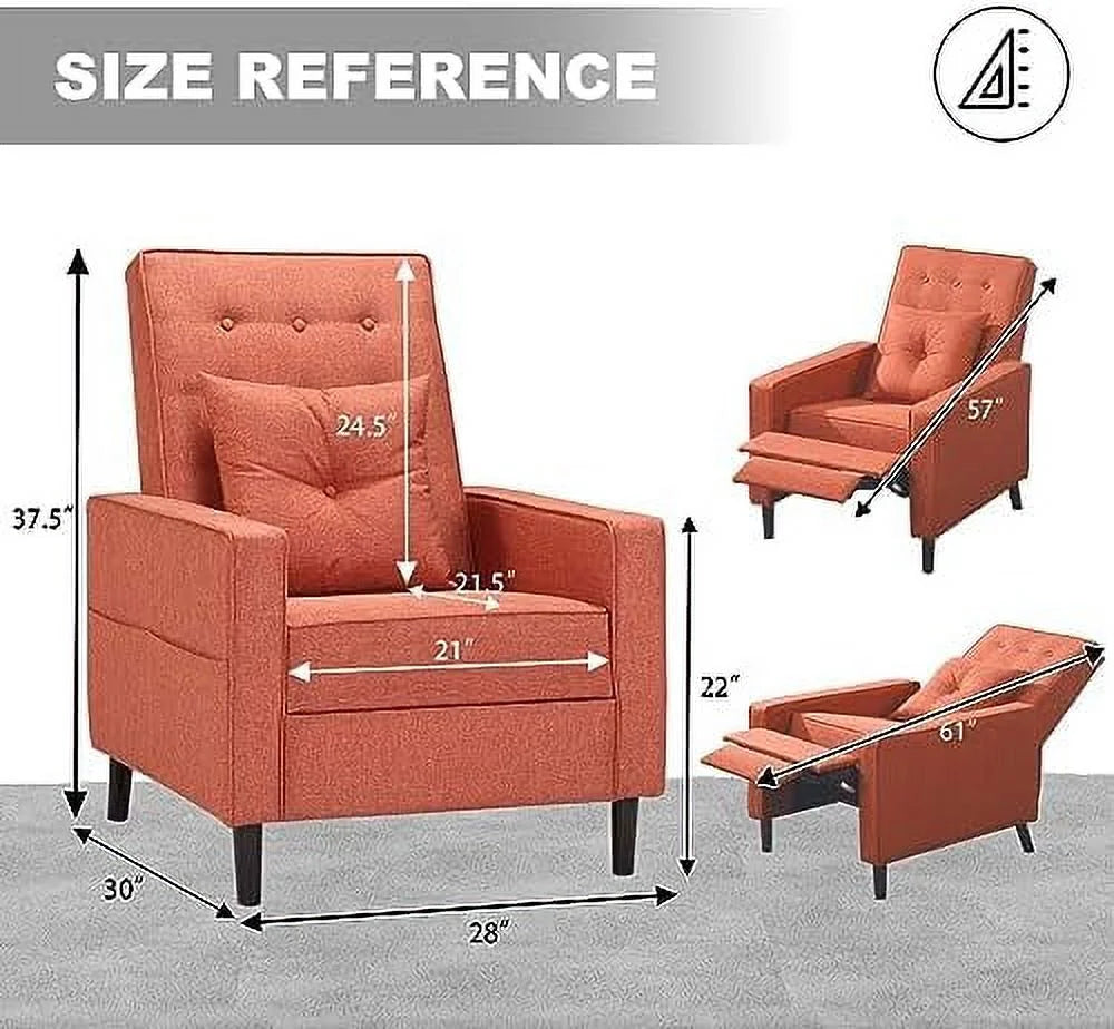 Push Back Recliner Chair Linen Dark Gray Z297968
