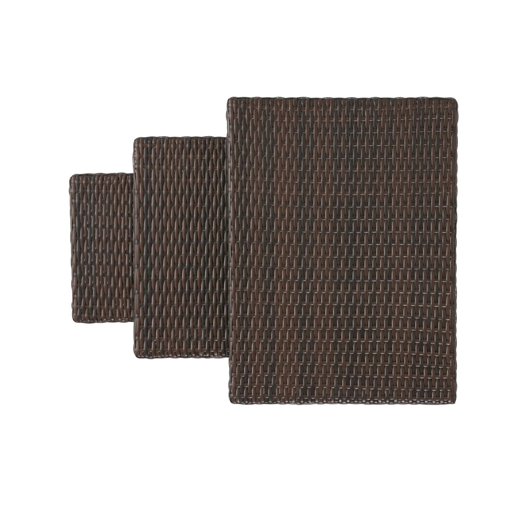 Brown Wicker Nested Tables Set of 3 S121
