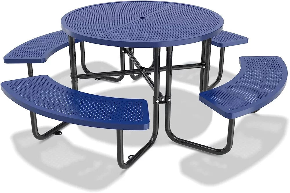 46'' Steel Round Picnic Table with Umbrella Hole M799981