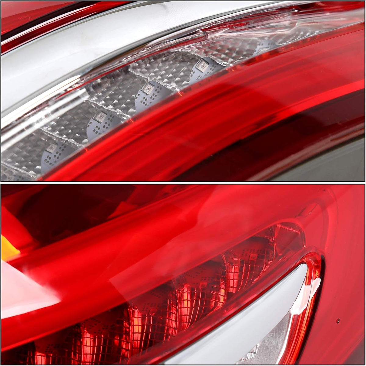 Outer Tail Light Compatible with 2017-2019 Ford Fusion Rear Brake Lamp Pair Red Lens Chrome housing V17289