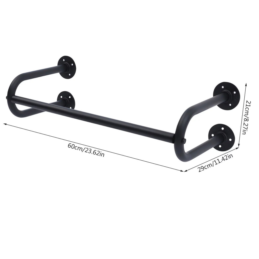 Wall Mounted Garment Rack 23.62 Inches Black Metal R629309