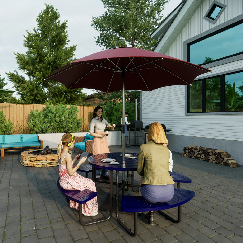 46'' Steel Round Picnic Table with Umbrella Hole M799981