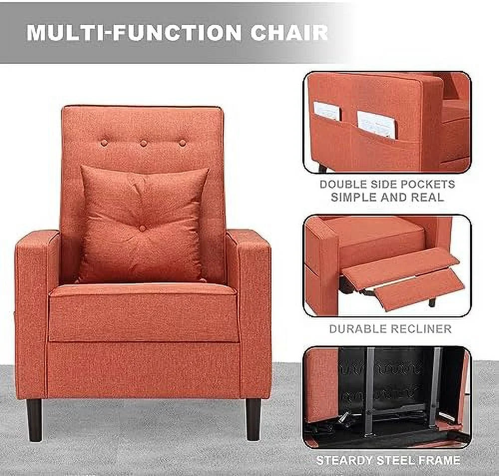 Push Back Recliner Chair Linen Dark Gray Z297968