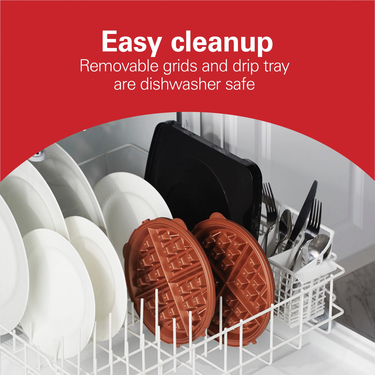 Black Belgian Waffle Maker with Removable Non-Stick Plates X8751