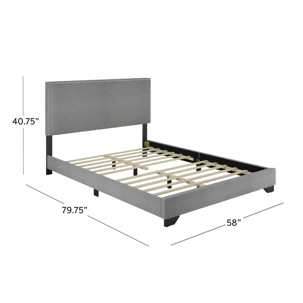 Cream Upholstered Full Platform Bed U27634